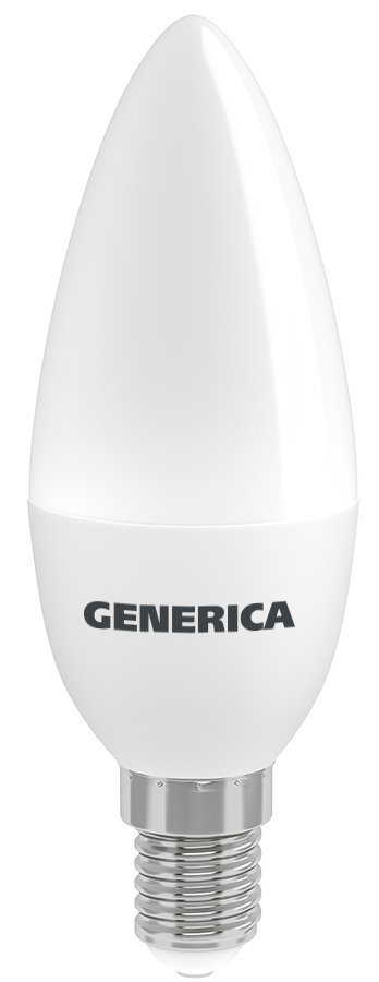 Лампа светодиодная C35 свеча 8Вт 230В 3000К E14 GENERICA (LL-C35-08-230-30-E14-G)