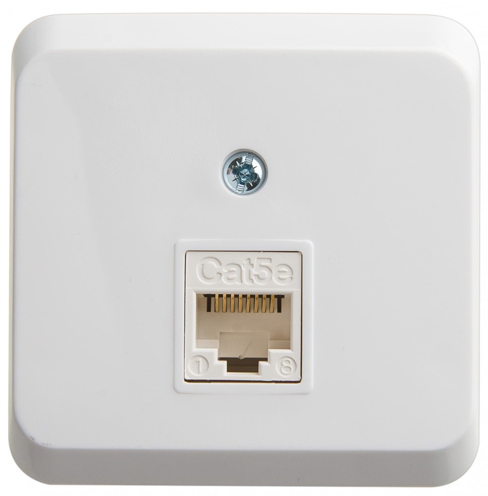 Этюд розетка RJ45 1-местная, кат. 5Е, открытой установки, белый (KOMA-001B)