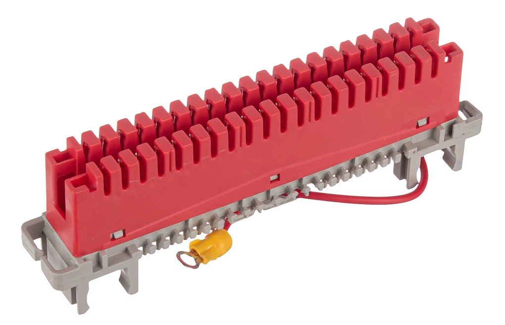 Плинт заземления универсальный ПВТ 10 пар, красный (120902-00094)