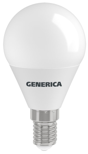 Лампа светодиодная G45 шар 8Вт 230В 4000К E14 GENERICA (LL-G45-08-230-40-E14-G)