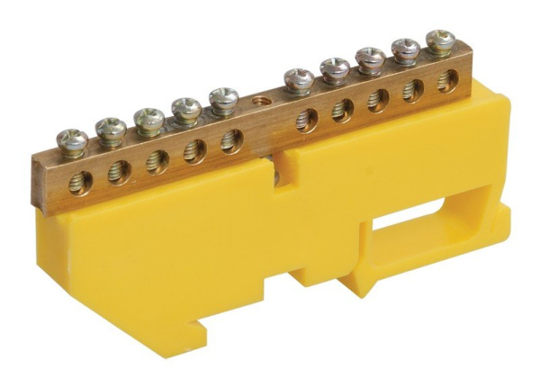 Шина PE "земля" на DIN-изоляторе ШНИ-6х9-10-Д-Ж (YNN10-69-10D-K05)