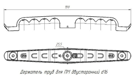 Держатель труб двусторонний на 8 мест серый d16 (PR13.03290)