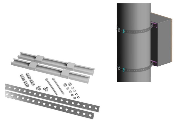Комплект крепления металлокорпуса к столбу монтажной полосой (YKK-0-125)