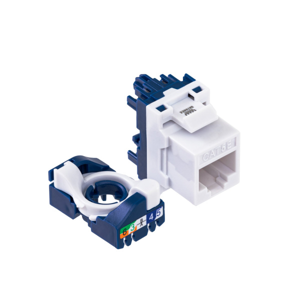 Модуль Keystone кат.5e, UTP, 1xRJ45, T568A/B, без инструм., белый (DR-510020)