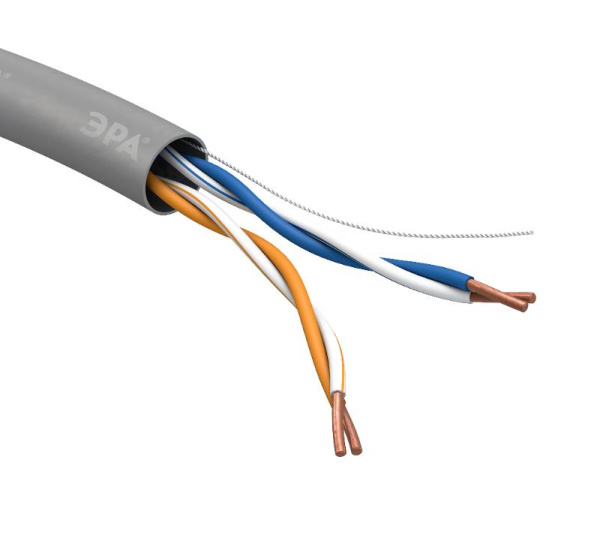 Кабель витая пара U/UTP 2x2x24 AWG Cat5e CU PVC 305м | Б0044428 | ЭРА