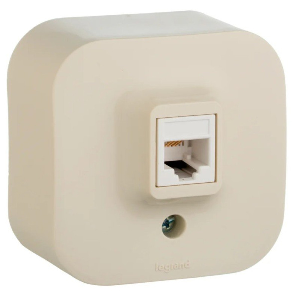 Quteo розетка телефонная RJ11, о/у, слоновая кость (782244)