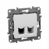 ETIKA розетка 2-местная RJ11+RJ45 кат.5E UTP, скрытой установки, белый (672252)