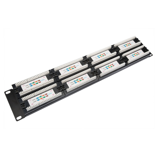 Коммутационная панель кат.5е, UTP, 19", 2U, 48xRJ45, 568A/В, с организатором, черный (DR-405100)