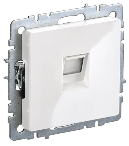 Розетка телефонная 1-местная RJ11 BRITE РТ10-БрБ белый (BR-T10-K01)