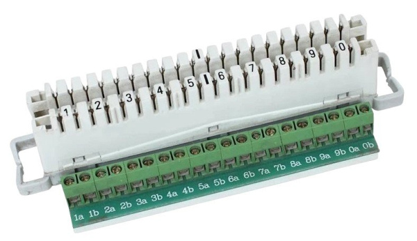 Плинт ПВТ 2/10 типа LSA-PLUS, дополнительная винтовая клемма, размыкаемые контакты (120902-00130)